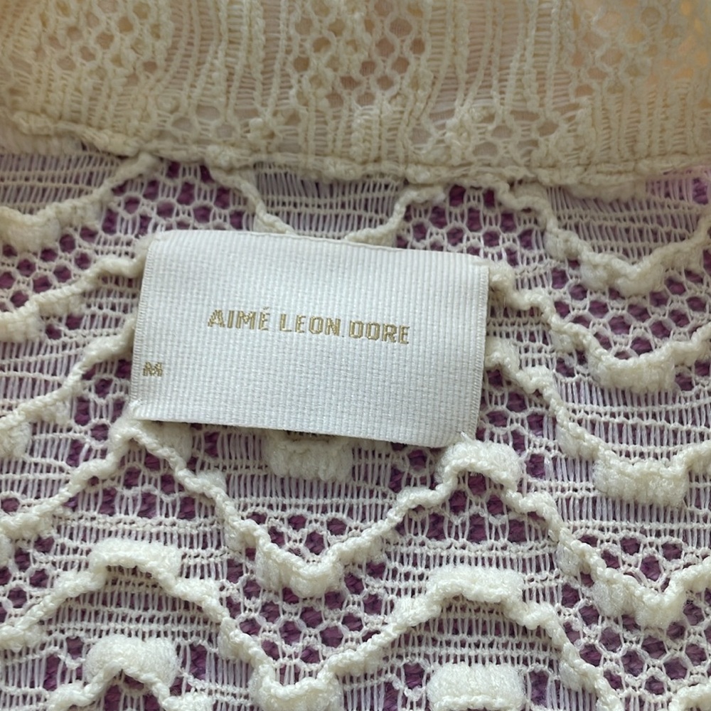 Aime Leon Dore Cream Lace Short Sleeve Shirt. - Picture 2 of 4